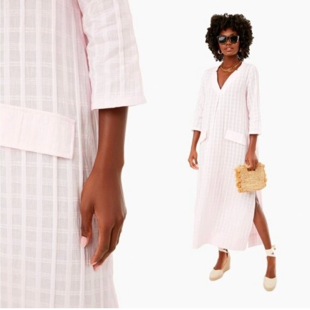 Tuckernuck Pomander Place NEW Pink Carolina Windowpane Caftan Size S